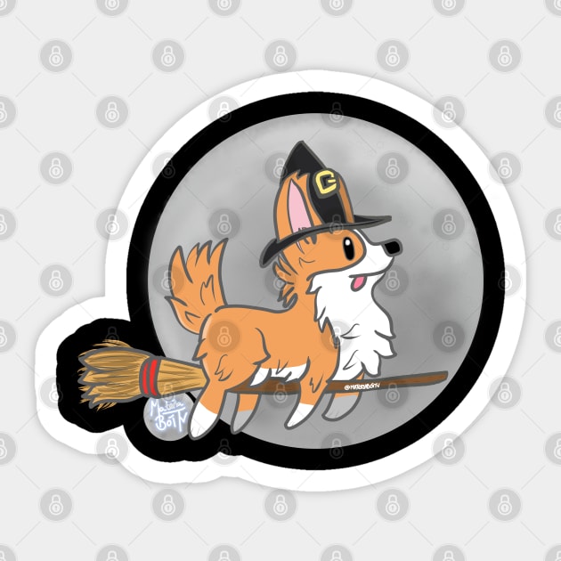 Witch Corgi Sticker by Materiaboitv